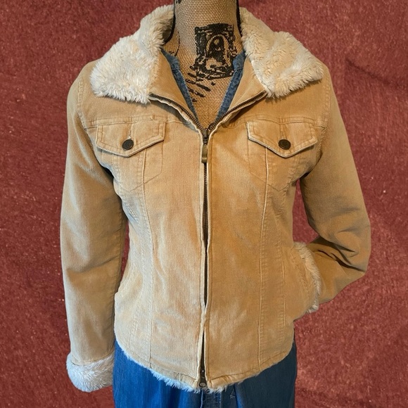 Jackets & Blazers - Corduroy Jacket with Faux Fur Trim